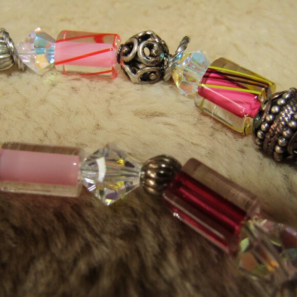 Vintage handcrafted sterling and glass necklace - Picture 7 of 8